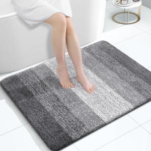 OLANLY Large Bathroom Rugs Mat 40x32, Extra Soft Absorbent Microfiber Bath Rugs, Rubber Backing, Quick Dry, Machine Washable Bath Mats for Bathroom Floor, Tub and Shower, Home Decor Accessories, Grey