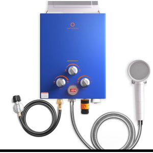 Airthereal 6L 1.58GPM Outdoor Portable Propane Gas Tankless Water Heater, Instant Propane Water Heater, Overheating Protection, Use for Camping, RV and Pet Bath, Evenfall series, Blue