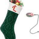 Christmas Stockings with Initials, Personalized Custom 18" Large Embroidered Monogram Knit Kids Xmas Stocking Holiday Party Fireplace Family Hanging Stocking Decoration Green-White Letter L