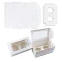 Cookie Gift Boxes with Clear Window 2 Treat Holder Cupcake Containers Bakery Cake Box for Birthday Party Holiday Bakery Supplies