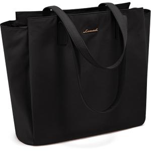 LOVEVOOK Tote Bag For Women, Travel Work Tote with Zipper Fits 14'' Laptop, Large Shoulder Handbag, Carry on Bag for Teacher Nurse Gym (Medium, Black)