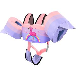 Chriffer Kids Swim Vest Life Jacket for 30-55 Pounds Boys and Girls, Toddler Floaties with Shoulder Harness Arm Wings for 2,3,4,5,6,7 Years Old Baby (Pink Purple)