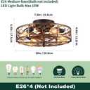 20'' Caged Ceiling Fan with Lights and Remote Control,Small Farmhouse Bladeless Low Profile Ceiling Fans Lights,Vintage Flush Mount Ceiling Light,Reversible Motor 6 Speeds for Bedroom,Living Room