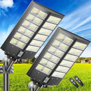 Outdoor Solar Street Light with Remote, All-in-One Solar Area Lighting, Pole/Wall Mount, Weather-Resistant Security Light for Driveway & Backyard
