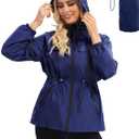 Cooling Lightweight Rain Jacket Women - 3D Vent Hooded Trench Coat, Waterproof Packable Windbreaker for Women/Men (Blue, S)