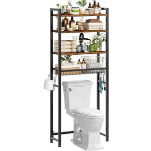 Simple Trending 4 Tier Over The Toilet Storage Rack, Vintage Brown, 23.9 x 9.5 x 68.5 inches