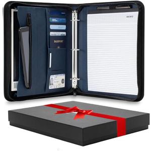 Forevermore Portfolios Portfolio Organizer - 3 Ring Binder with Notepad - 1.5 Inch Rings - Zippered Storage Pockets for Papers, Travel Documents, Presentation Folder, Cards, Passport, Tickets - Blue