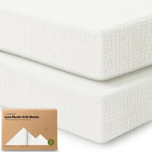 KeaBabies 2-Pack Muslin Crib Sheets for Boys, Girls - 100% Organic Cotton Fitted Baby Crib Mattress Sheet, Soft Breathable Standard Toddler Bed Cover Bedding Set, Neutral, Durable 52x28 (Soft White)