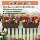 2 Pack Round Hole Railing Planter Window Box 24" Horse Trough Planter with Coco Fiber Liner Deck Balcony Rail Planters Metal Black Hanging Flower Planters Window Basket for Outdoor Porch Fence Patio