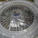 19.9" White Kids Ceiling Fan with Light, Low Profile Caged Design
