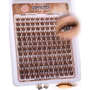 Brown Lash Clusters Wispy Lashes Clusters Natural Cluster Eyelash Extensions Dark Brown Eyelash Cluster C-Curly Individual Lashes Extension DIY Eyelash Extensions 8-16MM 132PCS by zenotti