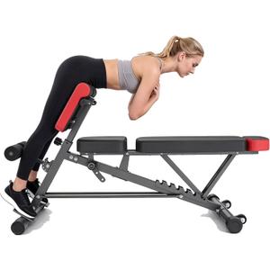 DUMOS Adjustable Weight Bench, 660 LBS Workout Bench Press with 2 Wheels, 63.39*26.18*46.85in