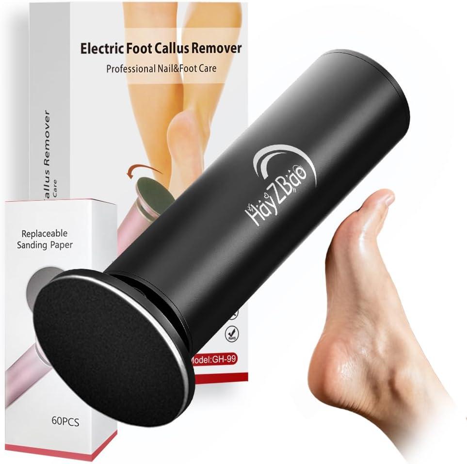 Electric Foot Callus Remover - Electric Callus Remover for Feet,Foot Scrubber with 60 Pcs Sandpaper Discs,Professional Pedicure Tool for Dead Skin - Black