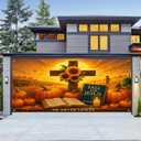 Thanksgiving Garage Door Cover 13x6Ft Christian Fall For Jesus Garage Decor Thanksgiving Decorations for Home Pumpkin Barn Thanks Giving Door Banner Autumn Outdoor Porch Decoration Religious Garage Door Mural