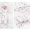 Newborn Knotted Nightgown Long Sleeve with Matching Hat Set 3 Pack, Unisex Baby Sleeper Gowns Coming Home Outfits Set with Mitten Cuffs for Boys Girls