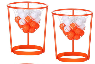 Head Hoop Basketball Party Game Set for Kid Adult Carnival Game Portable Adjustable Basket Net Headband with Balls for Birthday Carnival Office Indoor Outdoor Activity Fun Gift Back to School Orange
