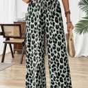 Women's Leopard Print Pants Cheetah Wide Leg Drawstring Casual Lightweight Pants for Beach Office Wear