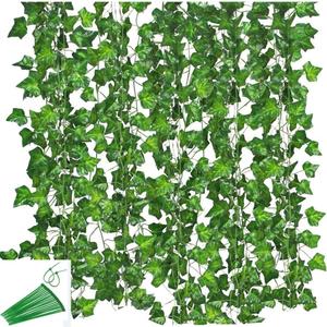 KUPOO 12 Strands 84 Feet Artificial Ivy Leaf Plants Vine Hanging Garland Fake Foliage Flowers for Wedding Party Garden Wall Decoration (Style A)