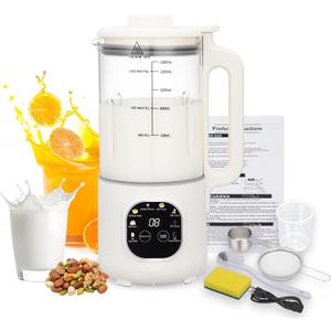 8 in 1 Nut Milk Maker Blender With 20 Bladers,40oz Soy, Almond, Oat, Coconut, Plant Based and Non Dairy Beverages, Automatic Soybean Machine With Delay Start/Keep Warm/Boil Water/Auto-clean