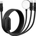 chubbycable Tri-Flex 3 in 1 USB C Cable for Apple Watch Charger Silicone 100W Multi Charging Cable Fast Charge Compatible with iPhone 17-15 Series iWatch iPad MacBook, 4.1FT, All Black