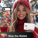 Compatible for iPhone 17 Air Case with Card Holder Cute - Kawaii Design Military-Grade Drop Protection Rugged Wallet Cases for Women (Black Red Garden Flower)