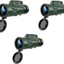 3PCS 12x50 High-Power Monocular Telescope Green