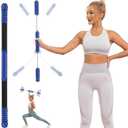 Fitness Exercise Bar,Elastic Fitness Bar,High Frequency Vibration Training Fat Buring Workout Bar for Yoga Pilates Sports,Power Twister for Arm,Abdominal Muscles Strength Exercises In Home Gym (Blue)