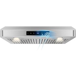 30 inch Under Cabinet Range Hood 1200 CFM with 4-Speed Gesture Sensing & Touch Control, Stainless Steel Kitchen Stove Vent Hoods with 2 LED Lights, Time Setting, Dishwasher-Safe Baffle Filters