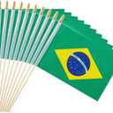 25Pack Small Brazil Flag Handheld Mini Brazilian Flag on Stick 5x8 Inch