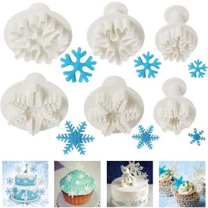 Snowflake Cookie Cutter,6PCS Snowflake Fondant Cutters Decorating Mold Embossing Tool Christmas Cookie Cutters Snowflake Plunger Cake Cutter