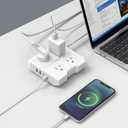 Power Strip with USB C Ports, AiJoy 5 ft Extension Cord with 4 Outlets and 4 USB Ports, 20W USB C for iPhone 15, Wall Mount, Compact for Home, Office, Room Desk Accessories (White)