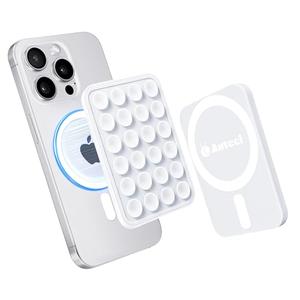 PKYAA Anteel Magnetic Suction Phone Mount for MagSafe Case, Silicone Grip Secure Mirror Shower Phone Holder for iPhone 12/ 13/ 14/ 15/ 16, Hands-Free Selfie/ Video for TikTok Creator/ Influencer (White)