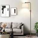 Nintiue [Upgraded] Dimmable Floor Lamp, 1000 Lumens LED Edison Bulb Included, Modern Arc Standing Tall Brown Floor Lamp for Living Room Bedroom Office Dining Room (Brown-Beige Linen Shade)