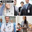 5 Set Badge Holder Retractable Clip Heavy Duty Badge Reel with Acrylic Clear Vertical ID Card Badge Holders for Work Office Nurse Teacher Student