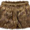 Women's Y2K Faux Fur Low Rise Mini Shorts Party Club Grunge Gothic Booty Shorts Skort (Brown, Medium)