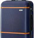 AnyZip Luggage ABS+PC Hardside Lightweight Suitcase with Spinner Wheels TSA Lock, Checked-Medium 24-Inch, Dark Blue