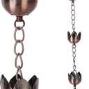 Topadorn Rain Chains Gutter 72" Metal Decorative Lotus Cup Rain Chain Bell for Home & Garden Decoration