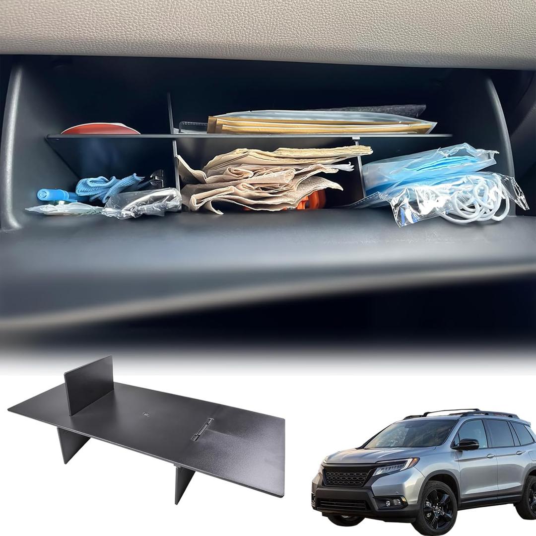 Glove Box Organizer Compatible with Honda Pilot 2016-2022 / Ridgeline 2017-2022 2023/ Passport 2019-2022 2023 Accessories, Insert Compartment Tray ABS Black Materials Dividers