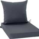 Waterproof Outdoor Cushions for Patio Furniture, Fade Resistant Backrest and Deep Seat Cushion Set with Removable Cover, 22 x 22 Inch, Dark Grey, 1 Set