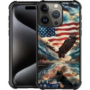Compatible with iPhone 16 Pro Case,A Eagle American Flag Design Case for Men Girls Soft TPU Bumper Hard PC Back Anti-Fall Shockproof Protective Slim Pattern Cover