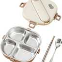 Stainless Steel Bento Box, 800ml Leakproof Lunch Box, Easy To Open And Close, Food Storage Container For Outings, Picnics, And Travels (4 Compartments)