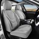 Coverado Car Seat Covers Full Sets, 5 Piece Car Seat Protector Waterproof Leather Seat Cushion Universal Fit for Truck Automotive Vehicles Gray