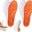 4D Cloud Insoles for Men Women, Breathable Memory Foam Cloud Massage Insoles,Arch Support & Cushioned Comfort,Relief Foot Pain,Trim to Fit All Shoe Types(2 Pairs-Orange, Men 10-11/Women 12-13)