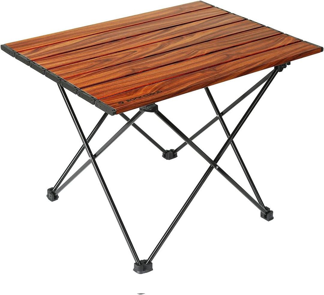 ROCK CLOUD Portable Camping Table Ultralight Aluminum Camp Table Folding Beach Table for Camping Hiking Backpacking Outdoor Picnic, Size M (Wood Grain)