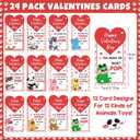 24PCS Valentines Day Cards for Kids School Classroom with 3D Animal Pop Suction Toys Valentine Day Exchange Gifts Bulk Fidget Toys for Toddlers Boys Girls Valentine's Party Favors Goodie Bag Stuffers