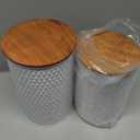 6 Canister Set for the Kitchen Countertop  Metal Food Storage Canisters with Airtight Lids for Flour, Tea, Crafts, Coffee, & Sugar  Container Set with Modern Wood Lids, White