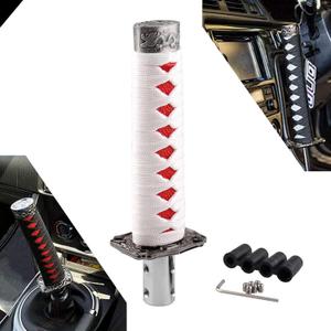 RYANSTAR Gear Shift Knob Sword Shift Knobs Katana Samural Shift Gear Lever Universal Compatible with Manual Cars Most Automatic Cars with 4 Adapters White+Red