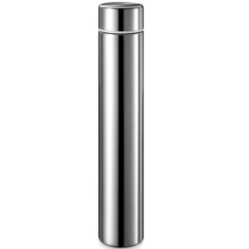 Vesici Slim Water Bottle 8.8 oz Small Stainless Steel Purse Compact Insulated Water Bottles Camping Travel Backpack Pocket Flask for Car Cold Coffee Tea (Silver, 1 Pack)