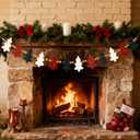 2 x Merry Christmas Banner, 6.5ft Farmhouse Xmas Tree Wooden Beads Christmas Decor (White and Red)