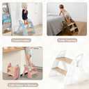 Wooden 2 Step Stool for Kids Bathroom Sink Foldable Anti-Slip 2-Step for Toilet Potty Training, Child Stepping Stool for Kitchen Nursery Bedroom, Sturdy Non Slip Adult Stool for Closet